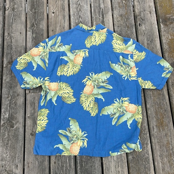 Jamaica Jaxx 100% Silk Pineapple Motif Hawaiian Style Button Up Shirt - Picture 6 of 7
